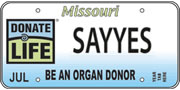 'Be an organ donor' license plate Be an organ donor license plate